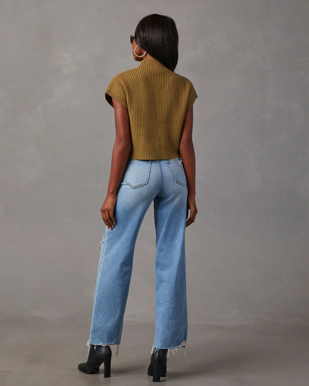 Brooke Mock Neck Short Sleeve Sweater