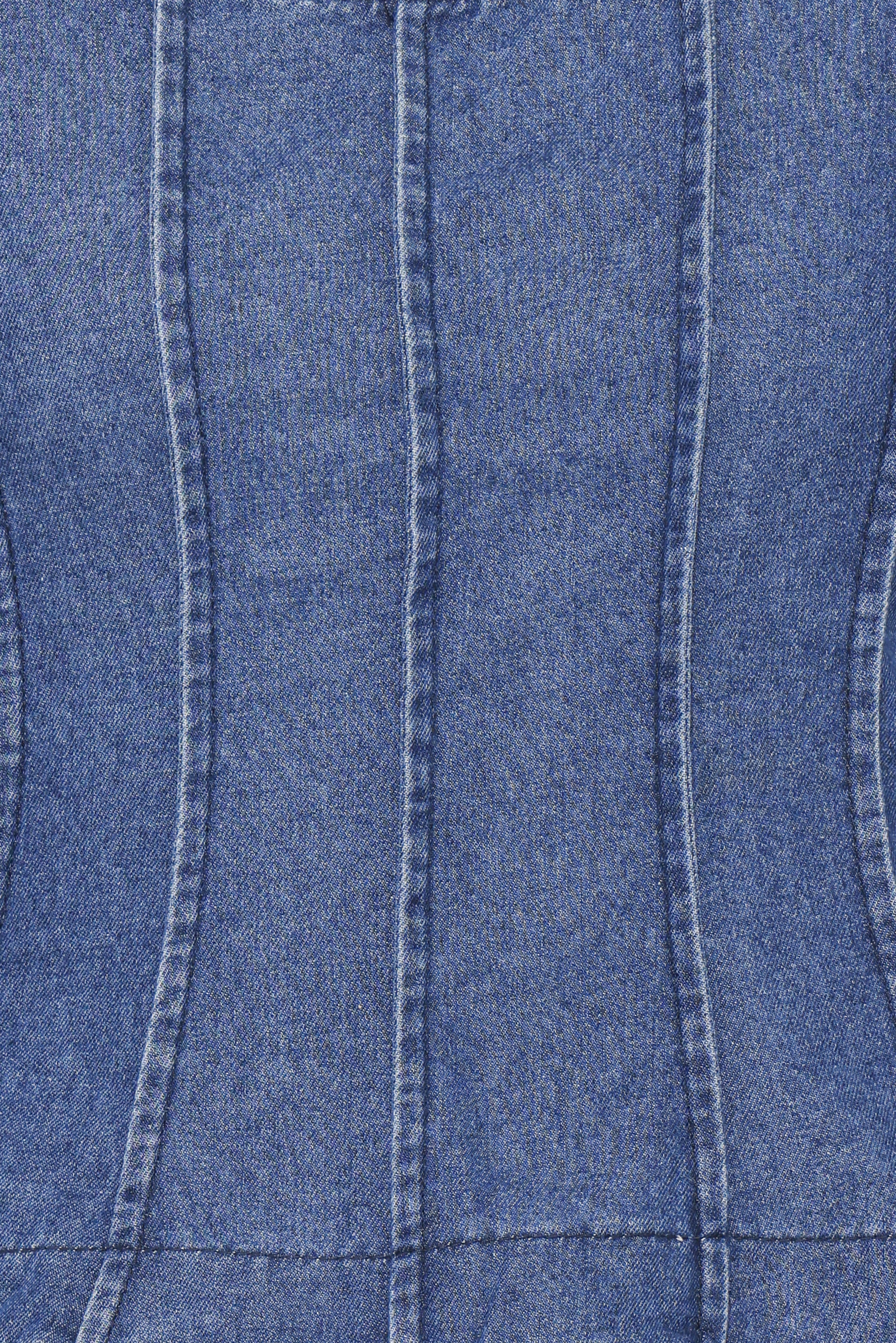 Saylor Denim Peplum Top Blue Medium Wash