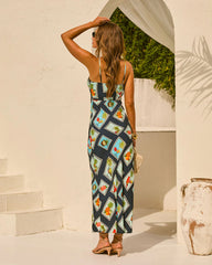 Chasing Paradise Postage Stamp Print Maxi Dress