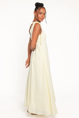 Valara Tie Shoulder Maxi Dress Butter Yellow