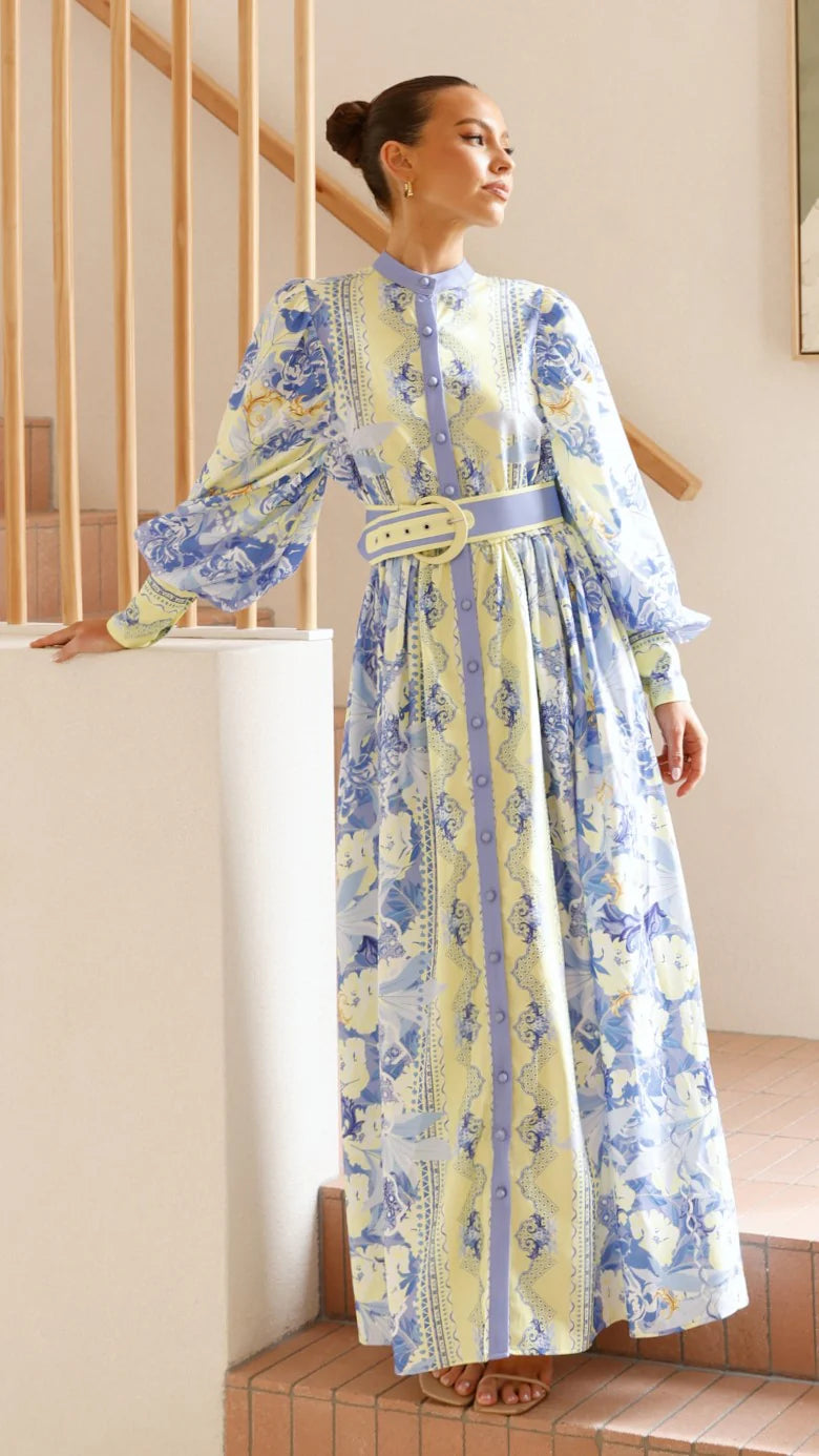 Kalliope Maxi Dress Blue Yellow