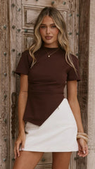 Tiarna Side Ruched Tee Chocolate