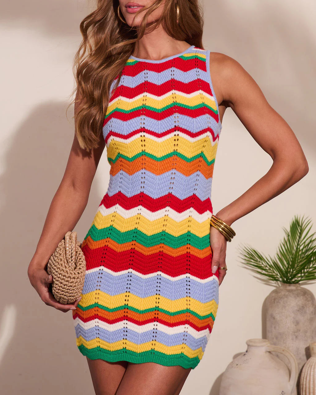 Getaway Glow Striped Knit Mini Dress