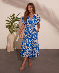 Holiday Shine Tropical Novelty Midi Dress