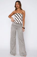 Cant Let Go Pant Ecru Choc Stripe