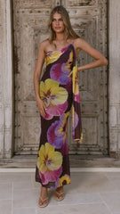 Haviana Maxi Dress Purple Yellow Floral