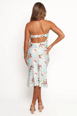 Benton Strapless Midi Dress Cherry Print