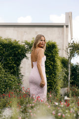 Allegra Lace Midi Dress Pink