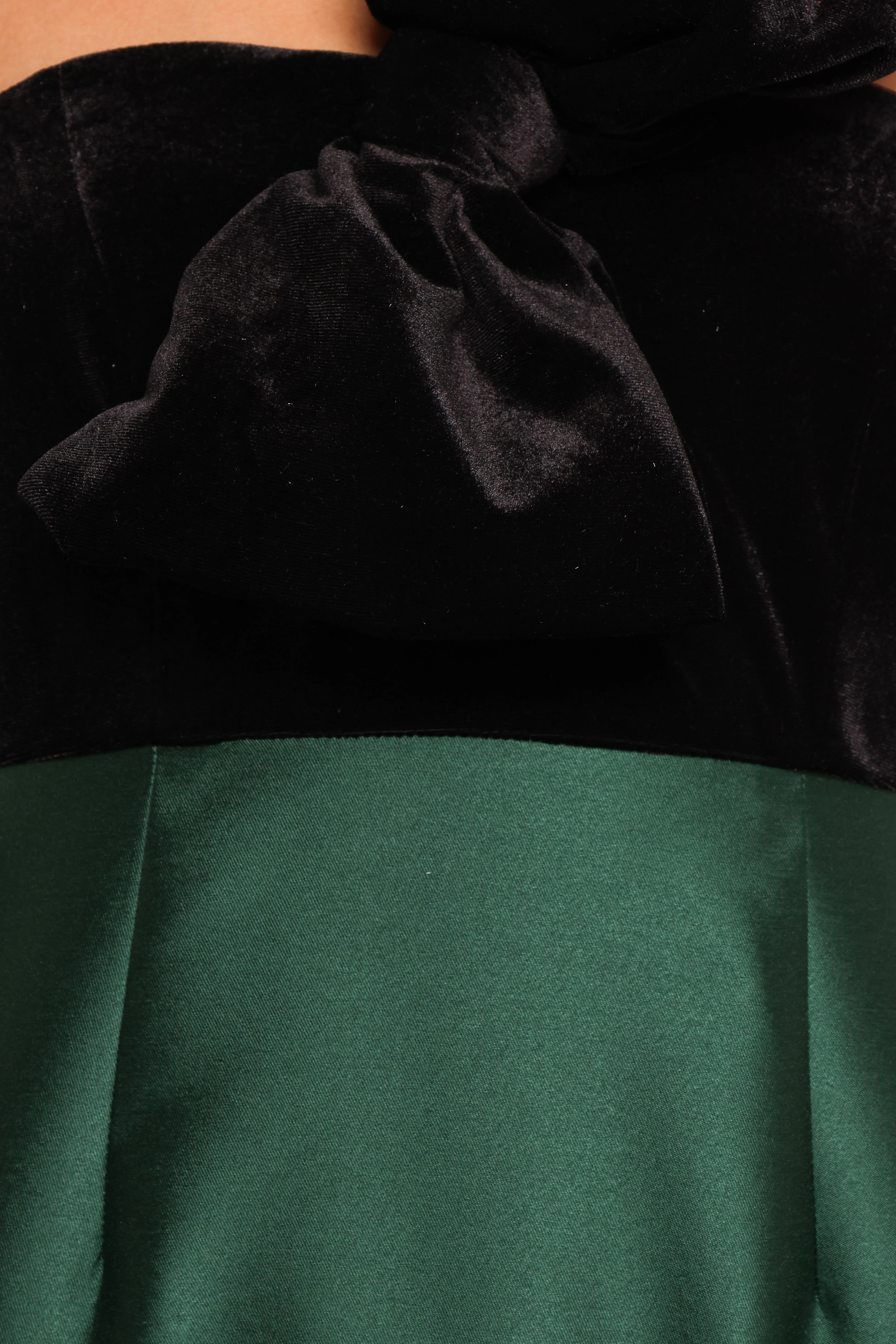 Amelie Bow Front One Shoulder Midi Dress Black Emerald