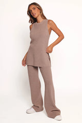Ellory Knitted Pant Set Taupe Marle