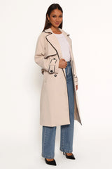 Cayenne Contrast Binding Trench Coat Beige