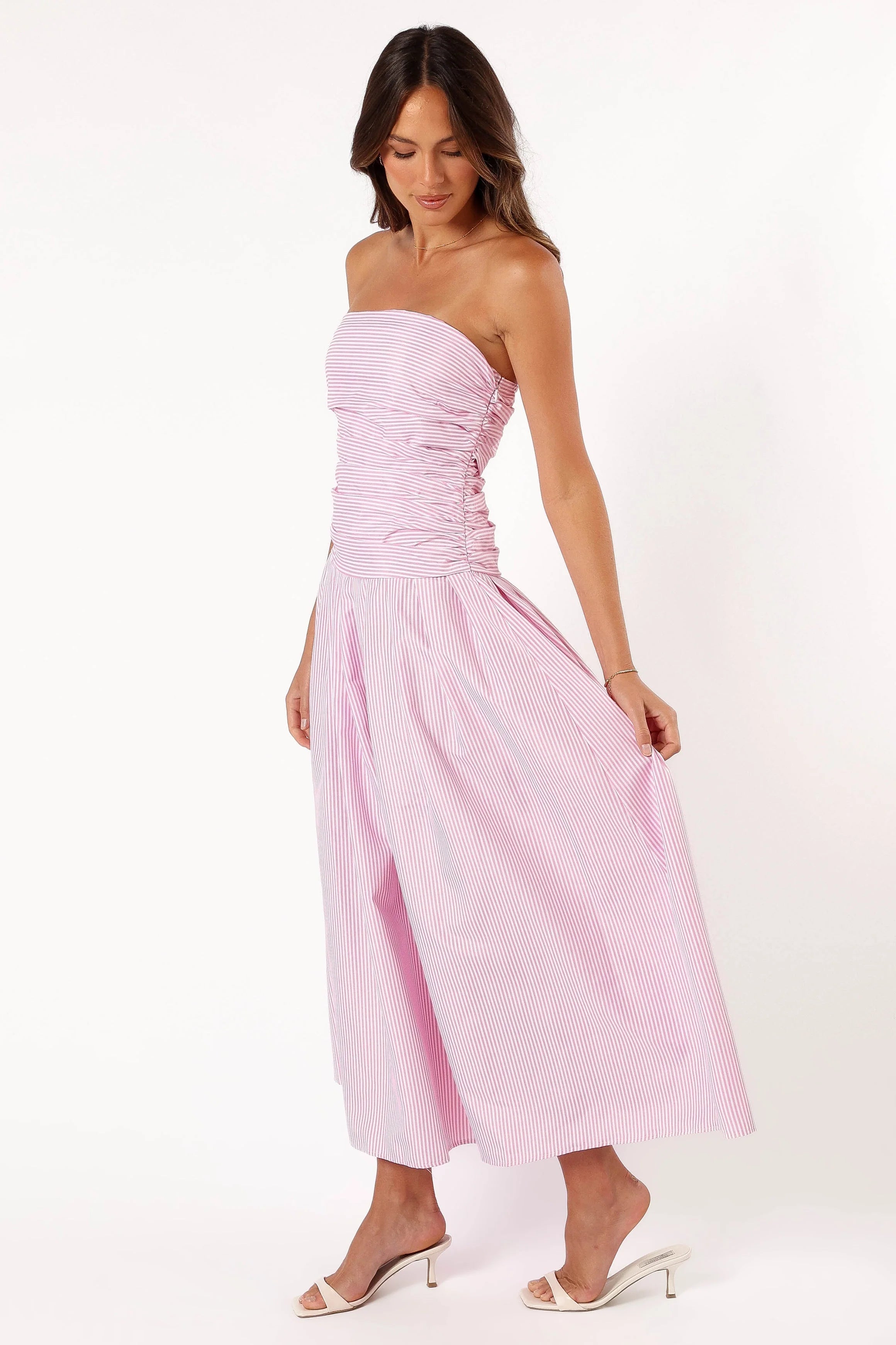 Avalee Strapless Maxi Dress Pink Stripe