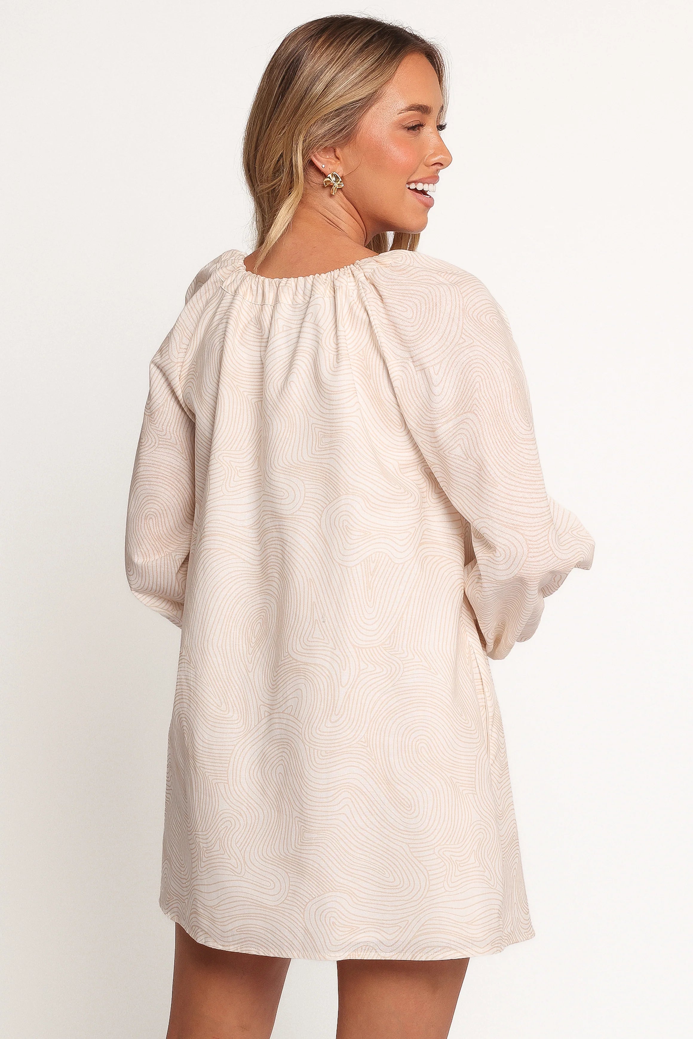 Walker Smock Mini Dress Tan Swirl