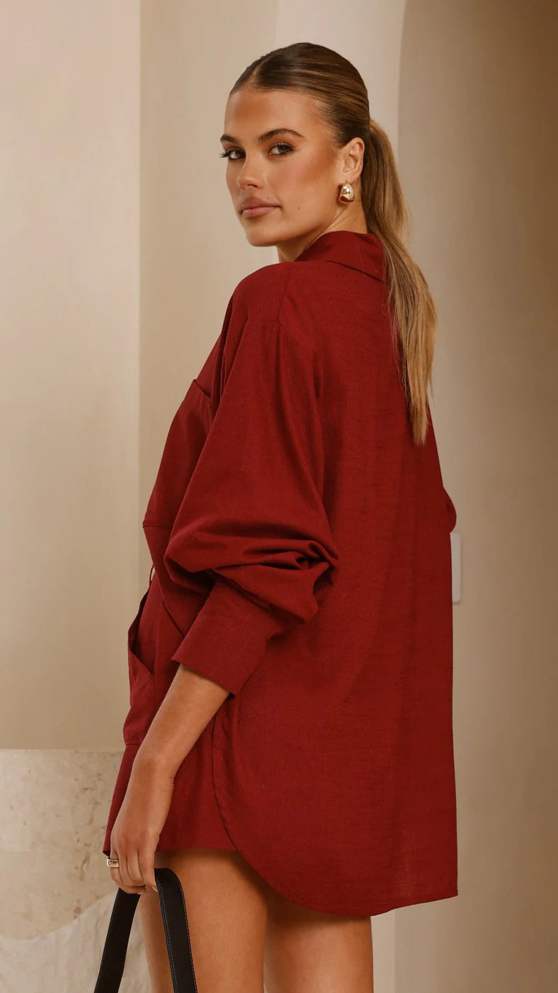 Charla Mini Skort Burgundy