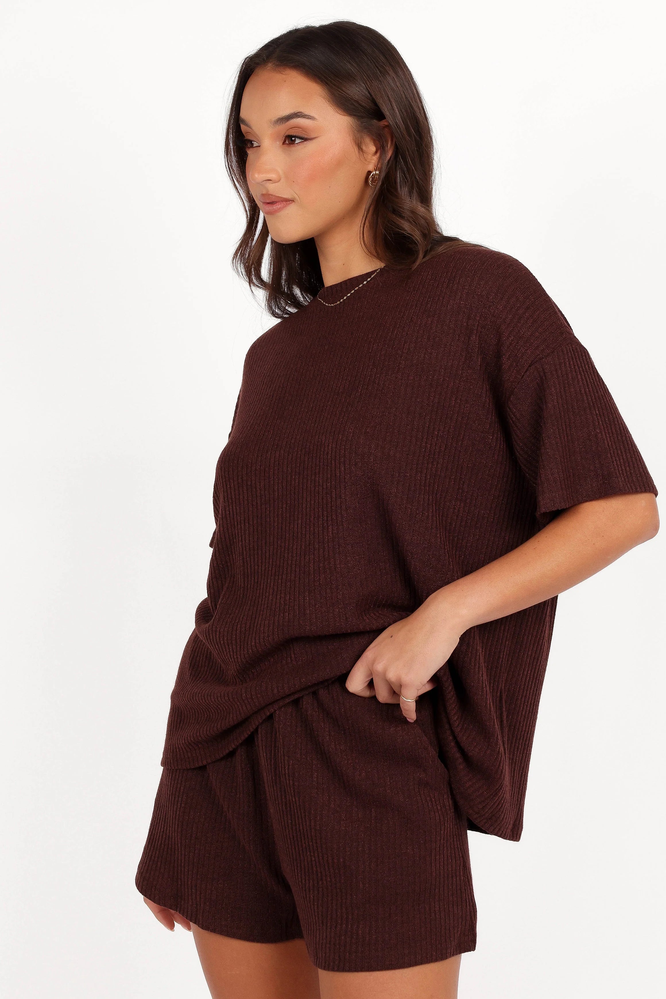 Granger Knit Short Set Chocolate Brown