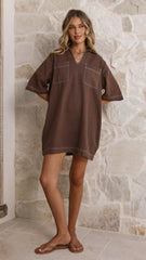 Ilia Denim Mini Dress Chocolate