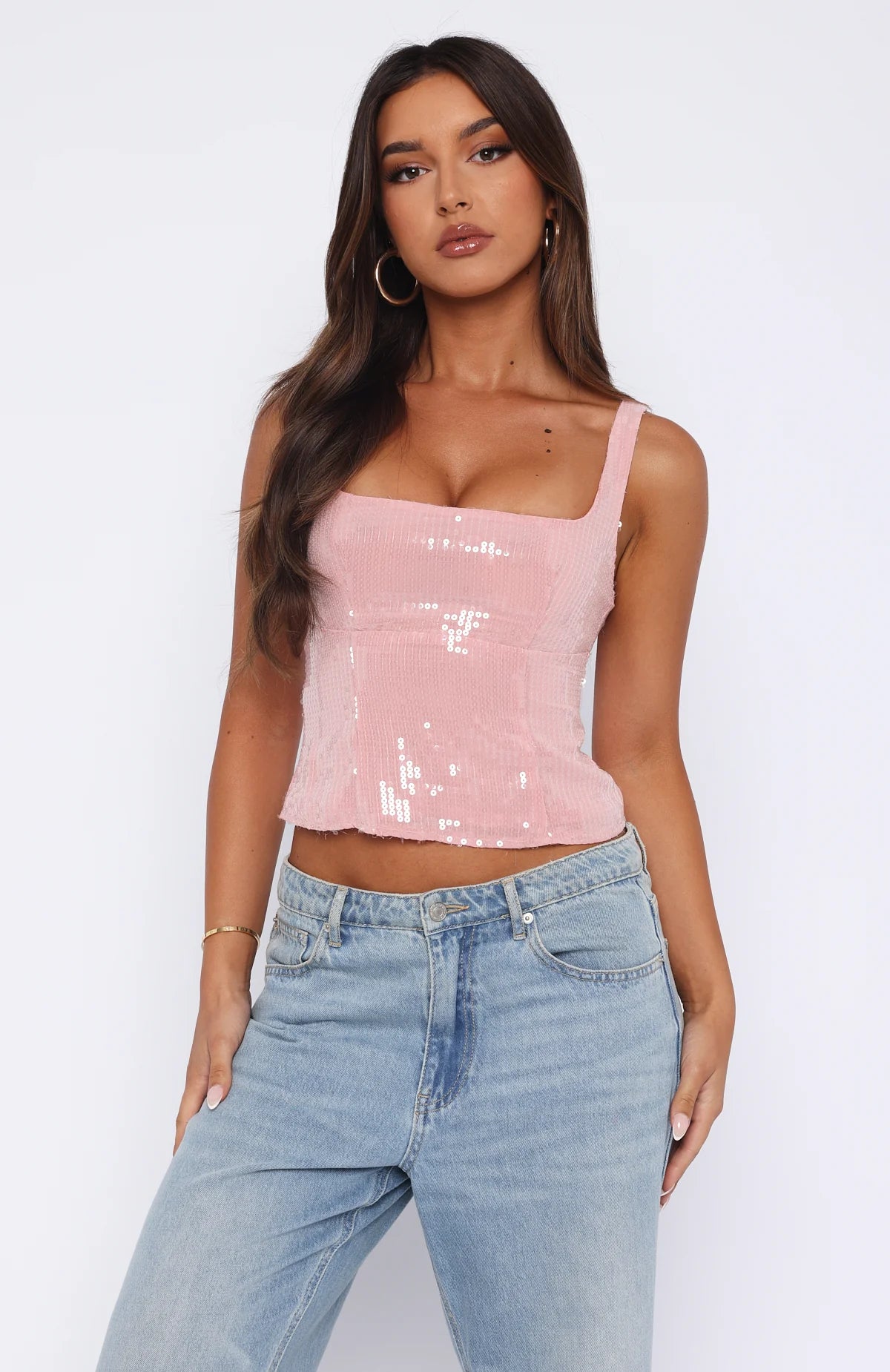 Cant Explain It Sequin Bustier Pink