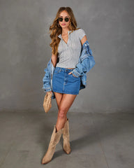 Soft Hours Henley Pointelle Floral Top