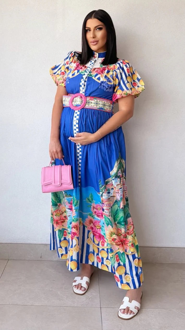 Bloom Maxi Dress Positano Cobalt