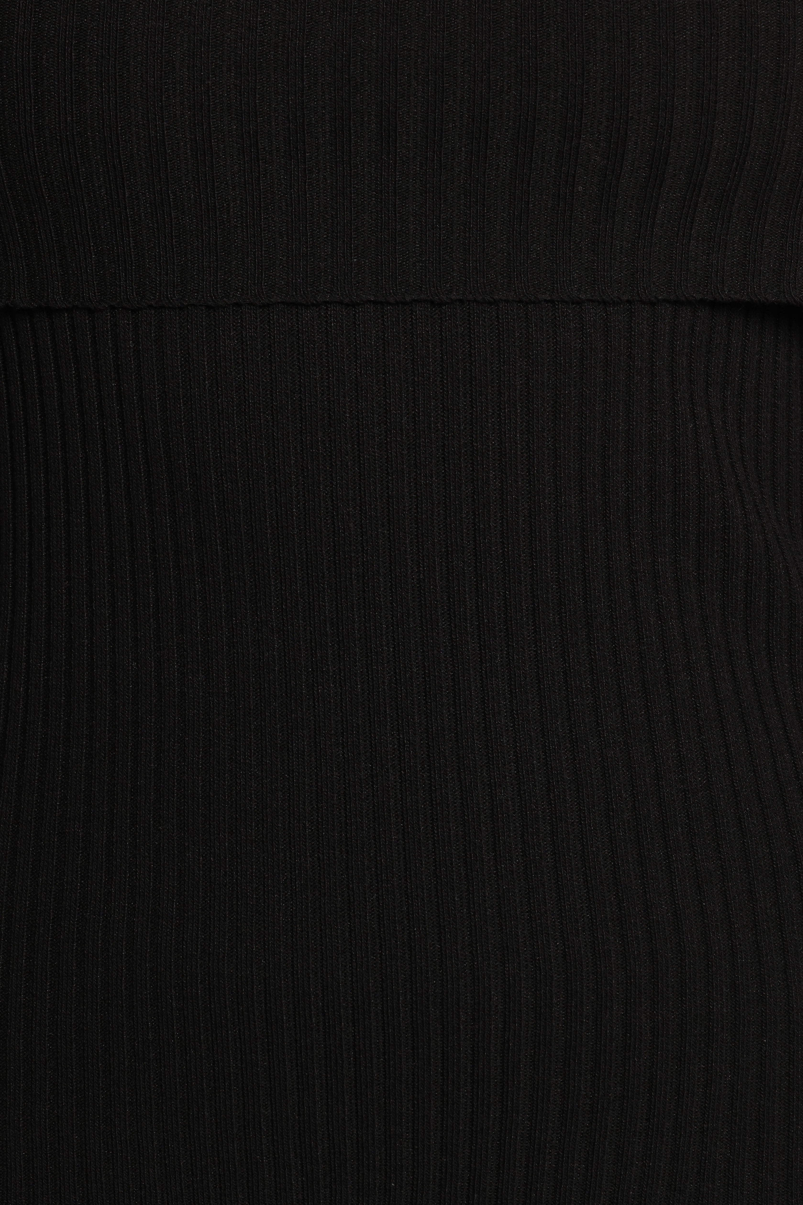 Gindie Ribbed Knit Off The Shoulder Pant Set Black