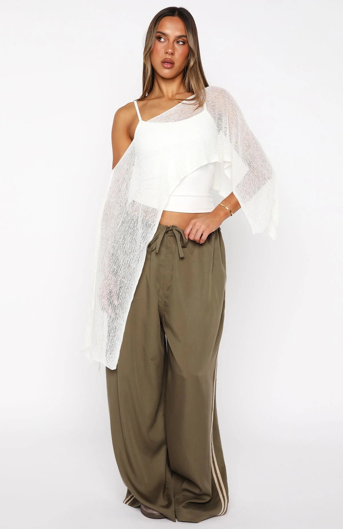 Beach Therapy Knit Poncho Top Cream
