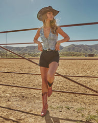 Rio Rose Denim Floral Vest Top