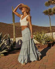 Sandie Tiered Chambray Maxi Skirt