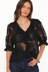 Adhanna Lace Top Black