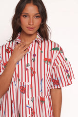 Peachy Mini Dress Red Picnic Stripe
