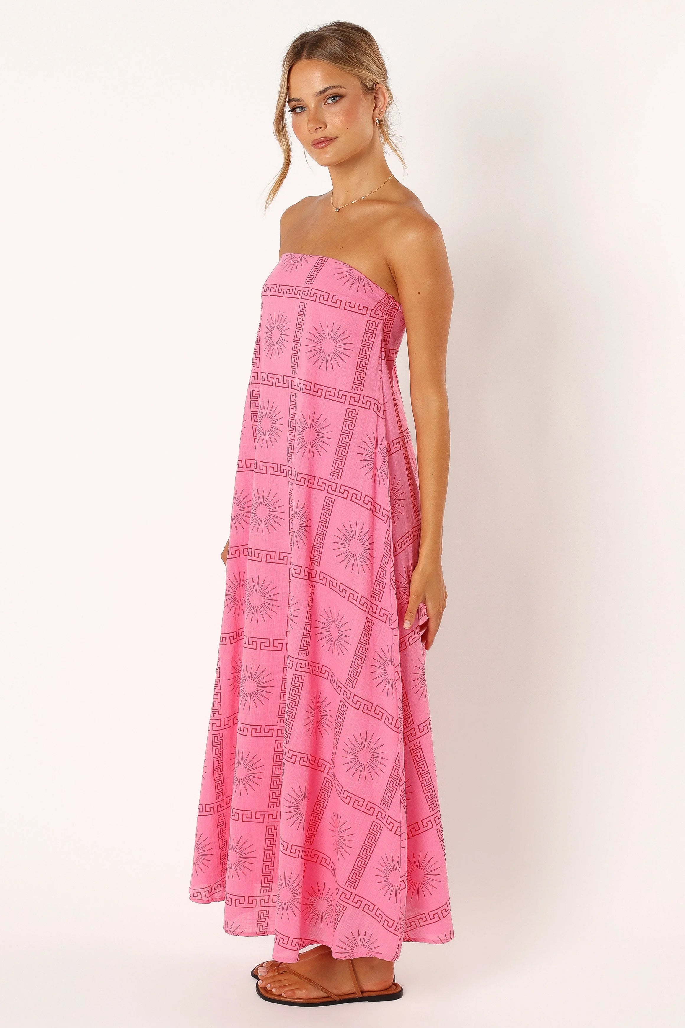 Soph Strapless Maxi Dress Pink Red