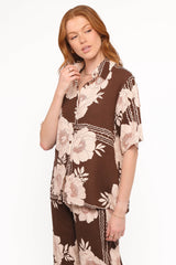 Bernadine Short Sleeve Shirt Brown Floral