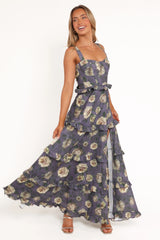Lillee Tiered Maxi Dress Lavender Floral