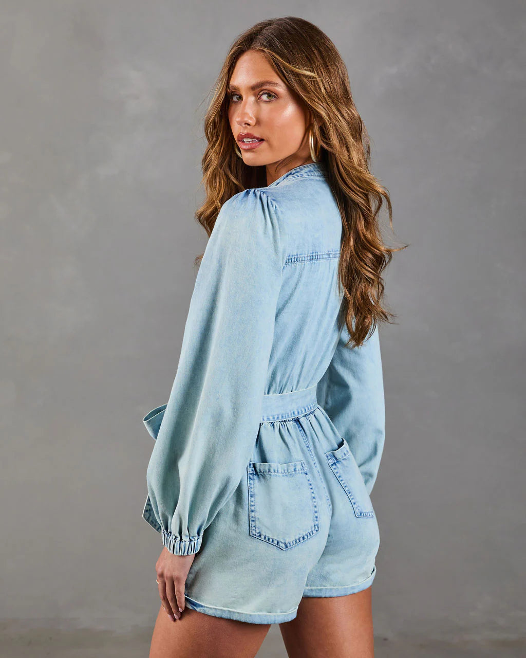 Indigo Acre Waist Tie Romper