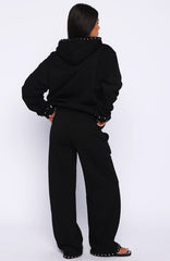 Glow Your Own Way Studded Wide Leg Sweatpants Black