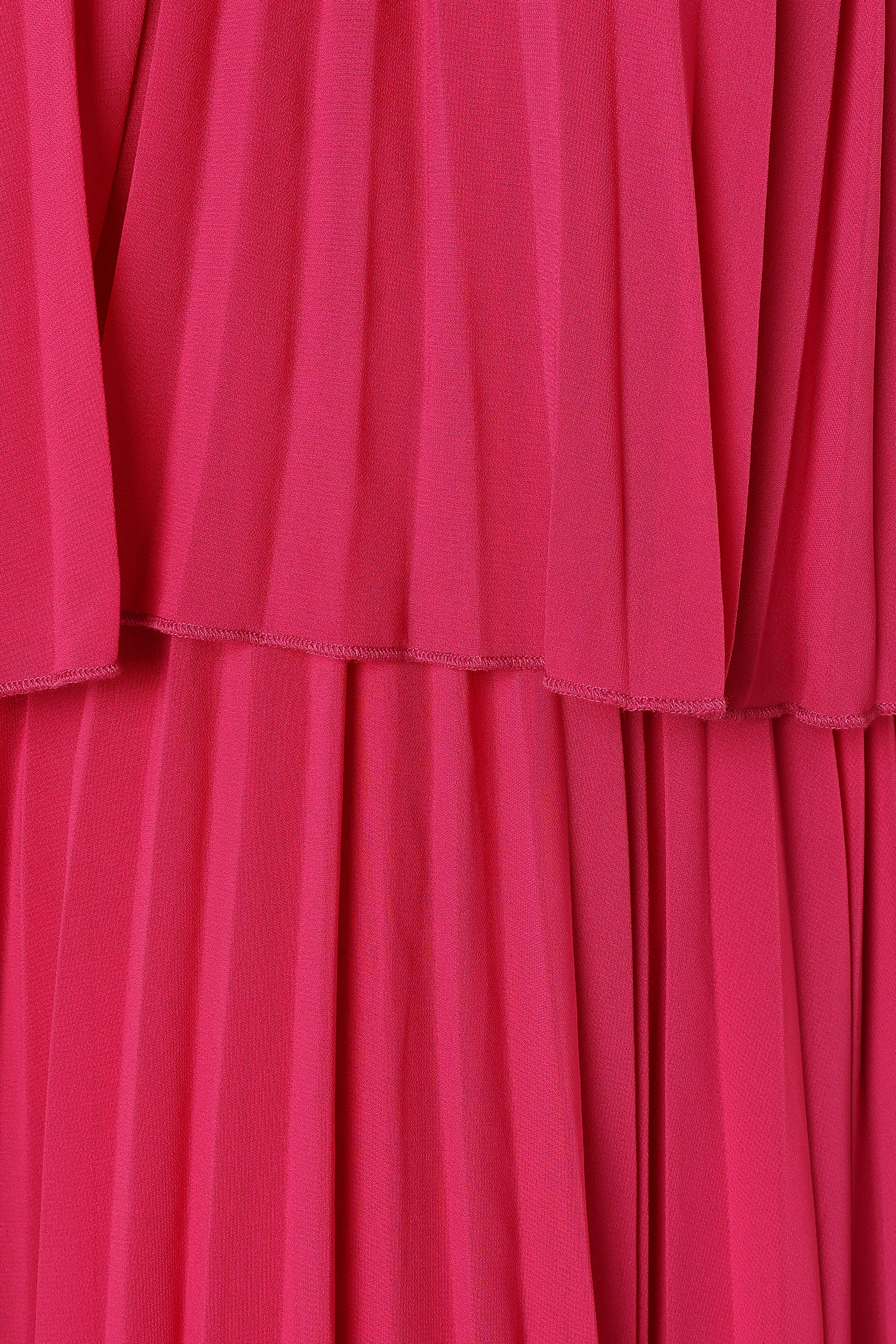Gia Pleated Halterneck Mini Dress Hot Pink
