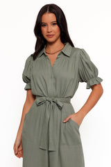 Minnie Waist Tie Jumpsuit Olive