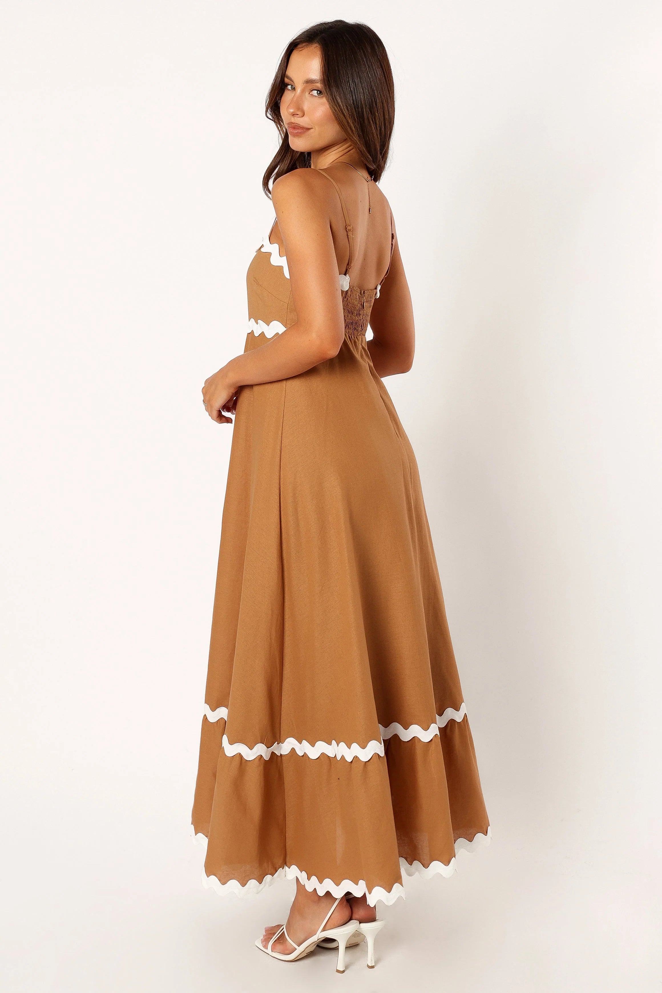 Yana Maxi Dress Tan White