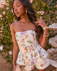 Daisy Weekend Belted Floral Peplum Top