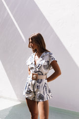 Georgina Tie Waist Romper Navy
