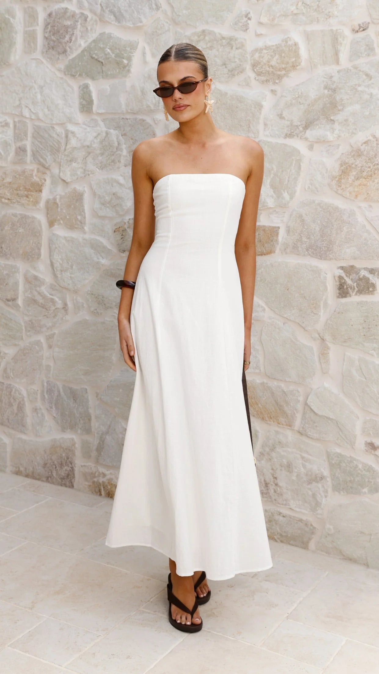 Astrid Strapless Maxi Dress White