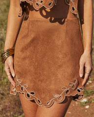 Boho Prairie Faux Suede Mini Skirt