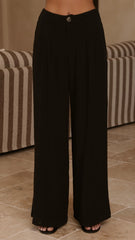Leela One Shoulder Top and Pants Set Black