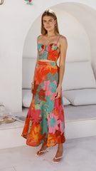 Rixie Maxi Skirt Orange Floral