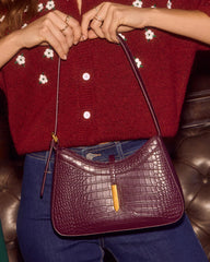Verah Vegan Leather Croc Embossed Shoulder Bag