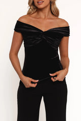 Rita Velvet Off Shoulder Top Black
