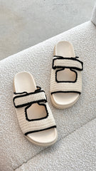 Abbot Sandals White Black Contrast