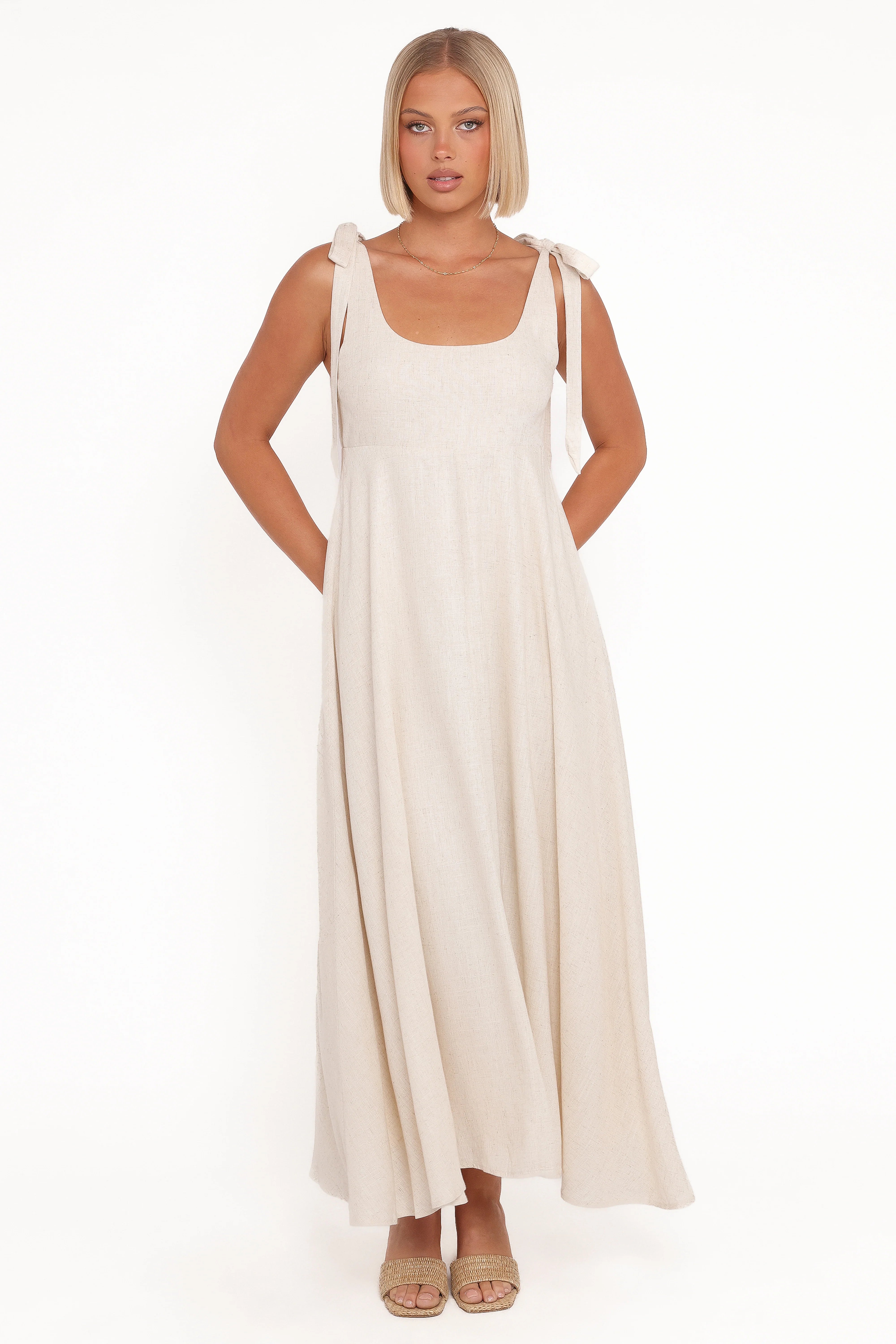 Valara Tie Shoulder Maxi Dress Oatmeal