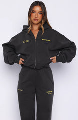 Proving Myself Wrong Zip Front Hoodie Charcoal