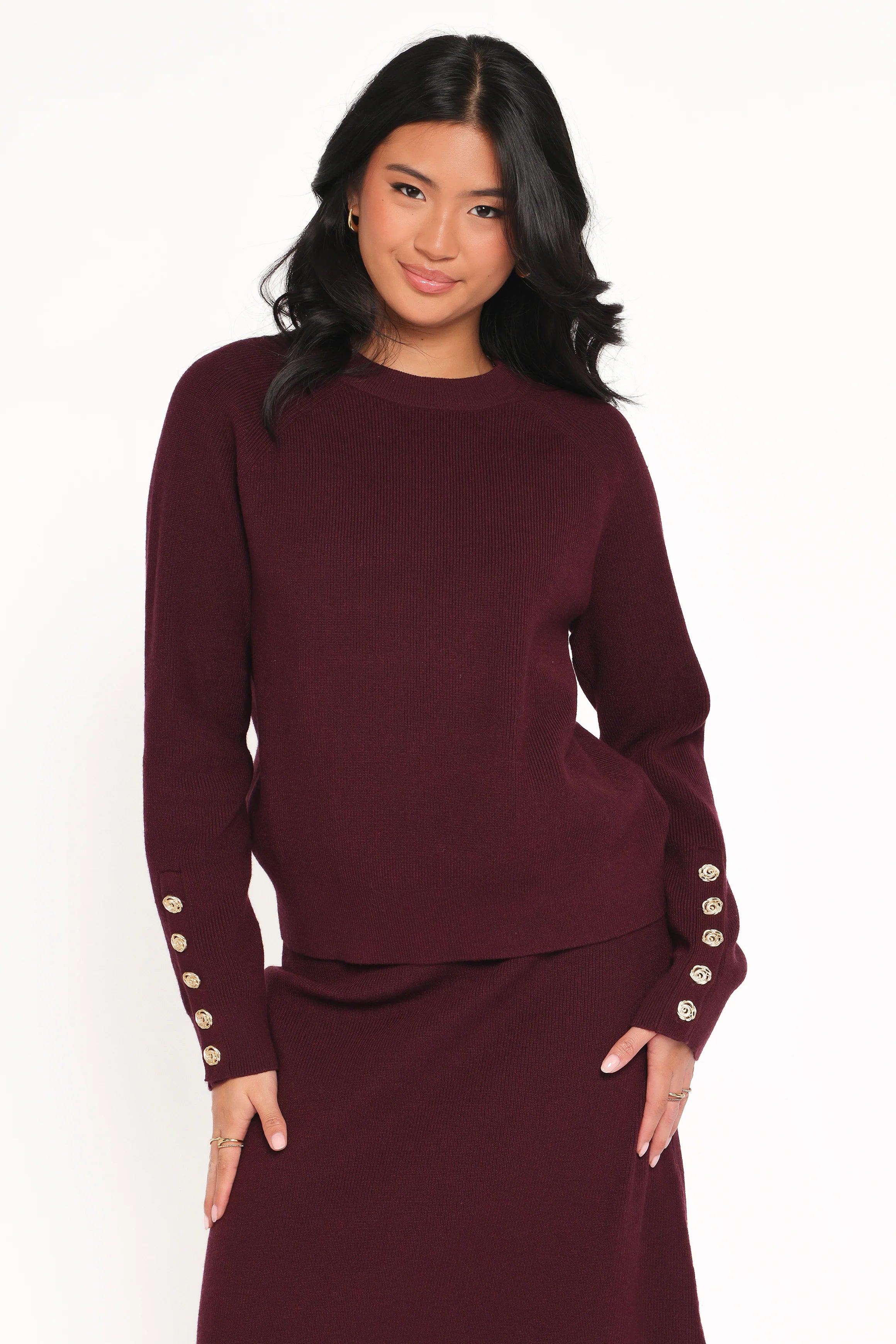 Bridget Maxi Skirt Sweater Set Maroon
