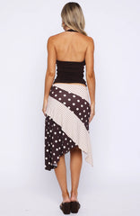 Offline Forever Midi Skirt Choc Cream Polka Dot
